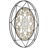Mandala Black and Natural 33" Round Metal Wall Art