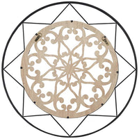 Mandala Black and Natural 33" Round Metal Wall Art