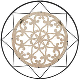 Mandala Black and Natural 33" Round Metal Wall Art