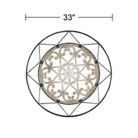 Mandala Black and Natural 33" Round Metal Wall Art