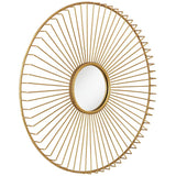 Sarra Gold Leaf Metal 33" Round Wall Mirror