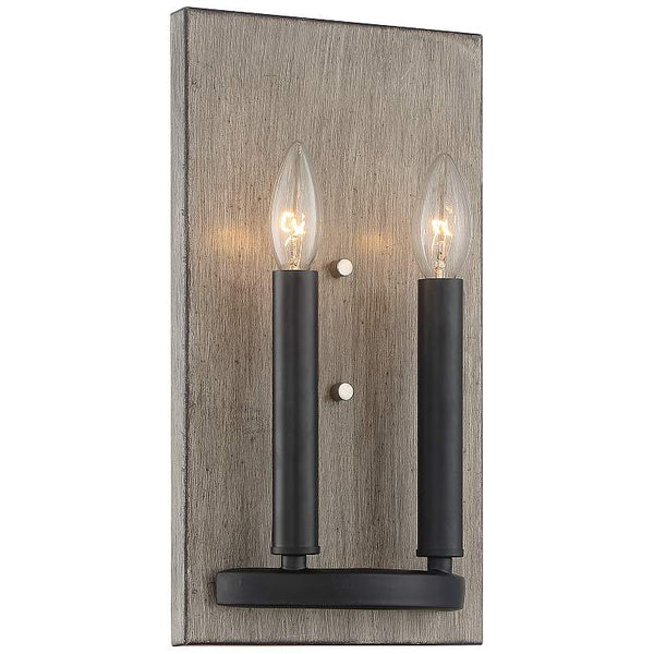 Rawson Ridge 7 1/2" Wide Aged Silverwood and Coal Wall Light