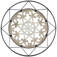 Mandala Black and Natural 33" Round Metal Wall Art