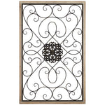 Black and Distressed Wood 36 3/4 x 57" High Filigree Screen Wall Art