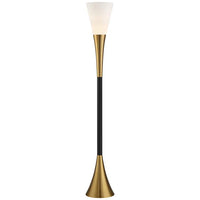 Possini Euro Piazza Antique Brass and Black Torchiere Floor Lamp