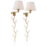 Clement Warm Gold Swing Arm Plug-In Wall Lamps Set of 2