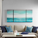 Teal Tides 30" High 3-Piece Gel Coat Canvas Wall Art Set