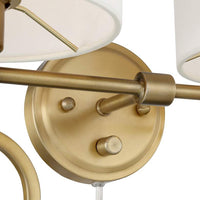 Amidon Antique Brass Drop Ring Plug-In 2-Light Wall Lamp
