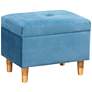 Baxton Studio Elias Blue Velvet Tufted Storage Ottoman