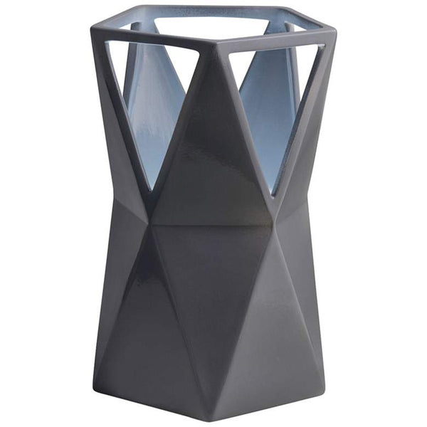 Totem 11 3/4" High Gloss Gray Ceramic Portable Accent Table Lamp