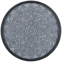 Gray Medallion 25 1/4" Round Carved Wood Wall Art