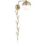 Kelowna Antique Brass and Glass Globe Swing Arm Plug-In Wall Lamp