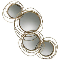 Conway Gold Metal 19 1/2" x 39" Four-Circular Wall Mirror