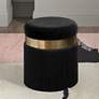 Melody Round Black Tasseled Ottoman