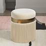 Melody Round Cream Tasseled Ottoman
