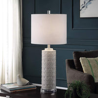 Nicoll Glossy Ivory Ceramic Cylinder Table Lamp