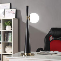 Arizan Slim Black Tapered Table Lamp with Glass Ball Globe