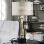 Wallace Brushed Brass and Black Pedestal Table Lamp