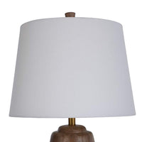 Wolcott Round Faux Wood Table Lamp with Hammered Brass Base