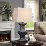 Square Candlestick Molded Distressed Black Table Lamp