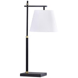 Waterbury Black Steel Task Desk Lamp with Gold Accents