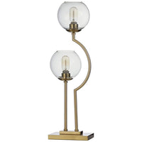 Bedford Brass Metal and Clear Glass Globe Uplight Table Lamp