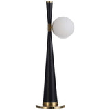 Arizan Slim Black Tapered Table Lamp with Glass Ball Globe