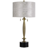 Wallace Brushed Brass and Black Pedestal Table Lamp