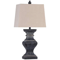 Square Candlestick Molded Distressed Black Table Lamp