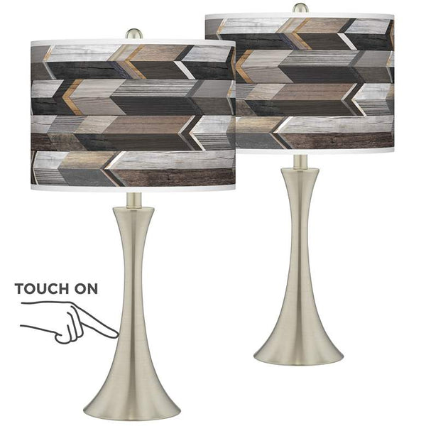 Woodwork Arrows Trish Brushed Nickel Touch Table Lamps Set of 2