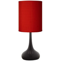 Possini Euro Black Finish Droplet Table Lamp with Red Faux Silk Shade