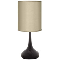 Possini Euro Black Finish Droplet Table Lamp with Taupe Faux Silk Shade