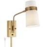 Possini Euro Cartwright Antique Brass Plug-In Wall Lamp with Cord Cover