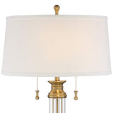 Rolland Antique Brass and Crystal Column Table Lamp