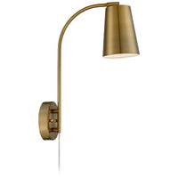 Sully Warm Brass Plug-In Wall Lamp