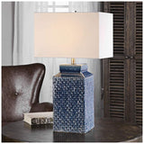 Pero Sapphire Blue Textured Ceramic Table Lamp