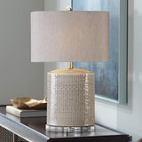 Modica Taupe Ceramic Textured Oval Table Lamp
