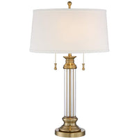 Rolland Antique Brass and Crystal Column Table Lamp