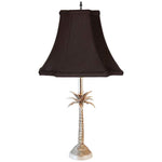 Tropical Palm Tree Pewter Table Lamp with Black Shade