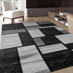 Gray/Grey Black Abstract Area Rug