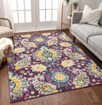 Mystic Ash Lavender Bohemian Floral Distressed Area Rug