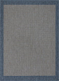 Blue Indoor/Outdoor Flat Weave Pile Border Pattern Area Rug