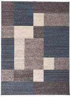 Box Pattern Blue Gray Area Rug Non-Slip Non Skid