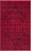 Oriental Vintage Distressed Medallion Red/Black Soft Area Rug