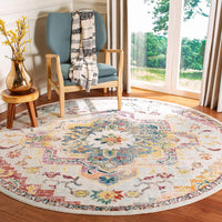 Boho Chic Oriental Medallion Area Rug, Light Blue / Grey