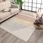 Onwa Soft Pastel Ivory Multi Color Chevron Triangle Stripes Geometric Soft Area Rug