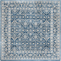 Oriental Damask Trellis Area Rug, Navy/light grey