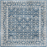 Oriental Damask Trellis Area Rug, Navy/light grey