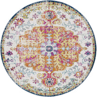 Traditional Medallion Orange/Navy Soft Area Rug