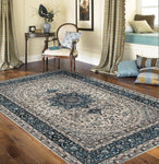 Traditional Blue Medallion Area Rug